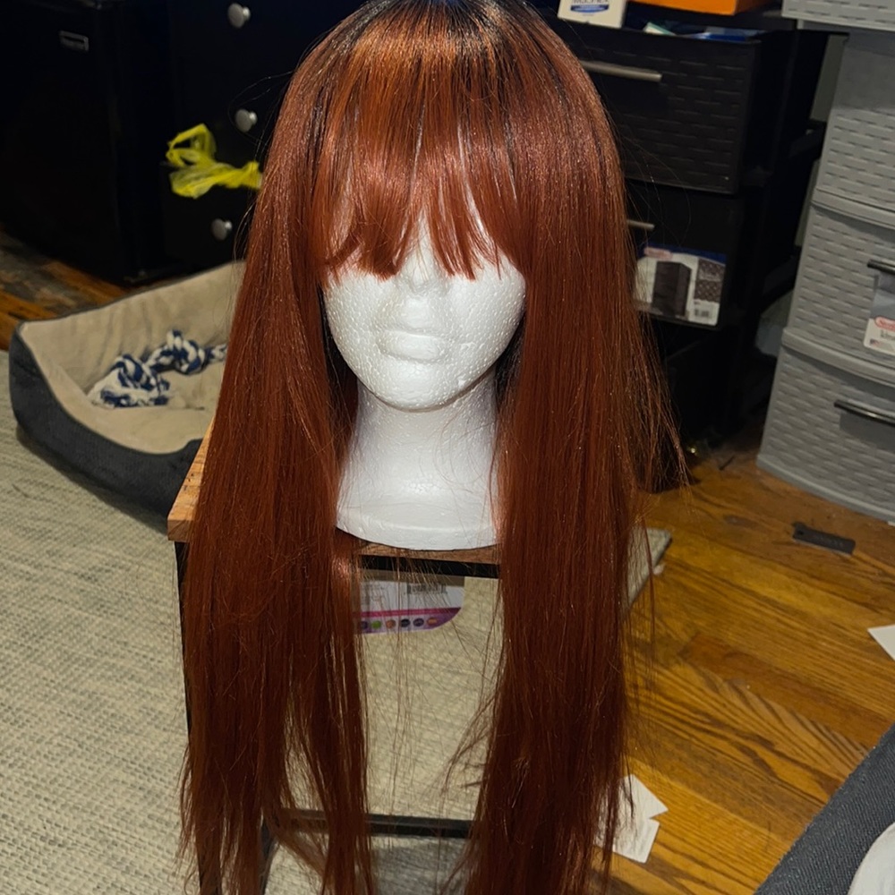 Beautiful Copper wig with bangs